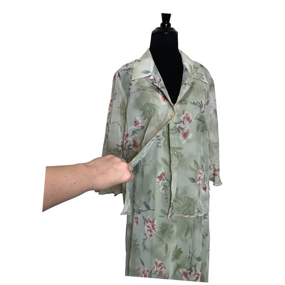 Positive Attitude vintage green floral maxi dress and blouse set size 16 - Picture 10 of 15